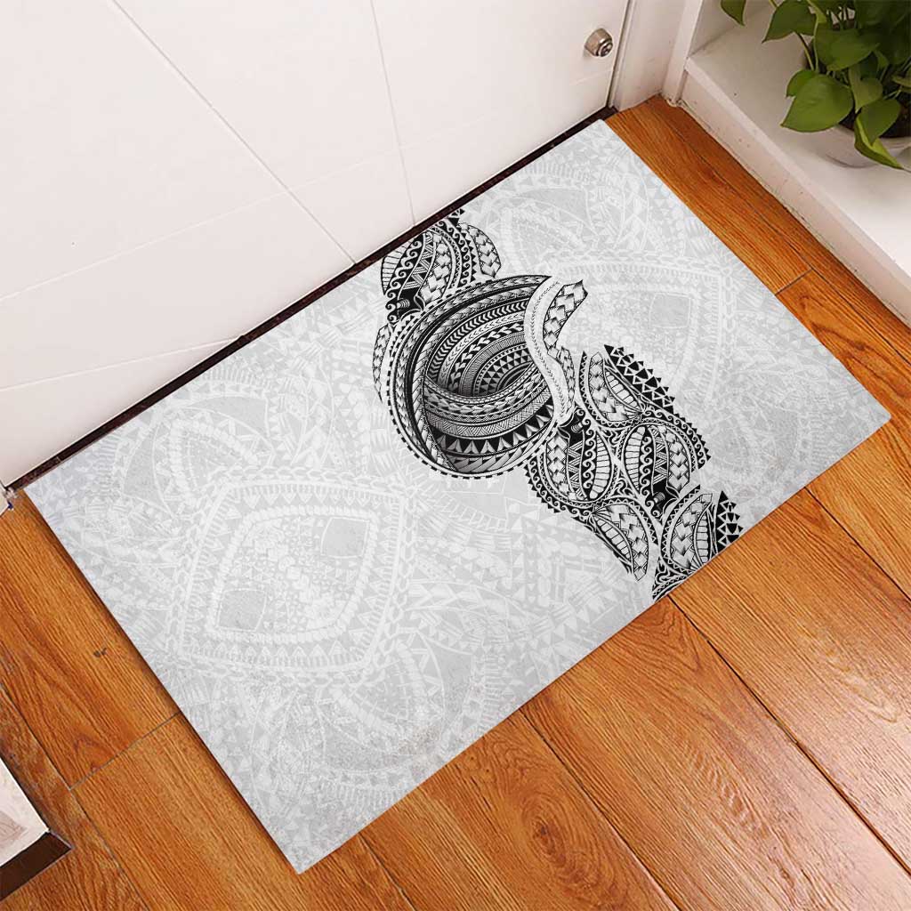 Traditional Polynesian Art Tattoos Rubber Doormat White Color - Polynesian Pride
