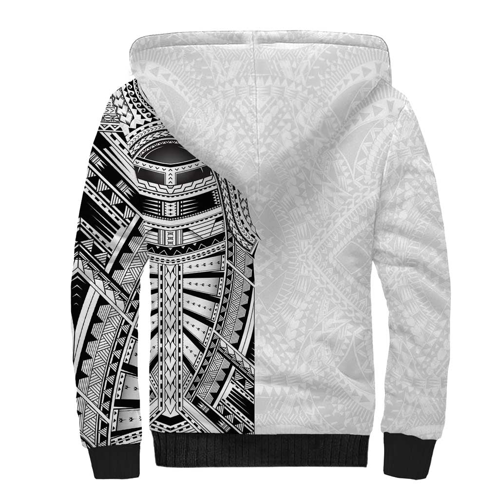Traditional Polynesian Art Tattoos Sherpa Hoodie White Color - Polynesian Pride
