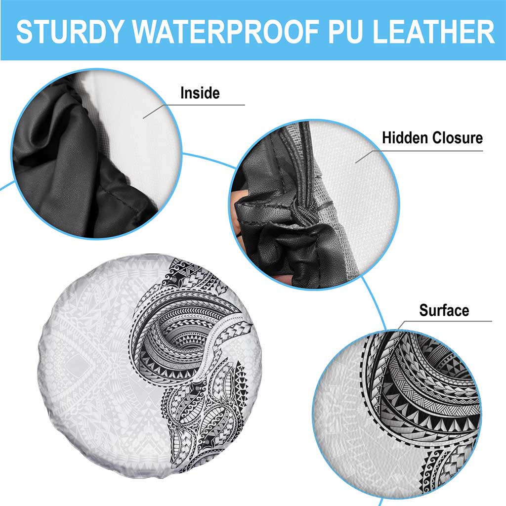 Traditional Polynesian Art Tattoos Spare Tire Cover White Color - Polynesian Pride