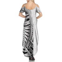 Traditional Polynesian Art Tattoos Summer Maxi Dress White Color - Polynesian Pride