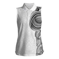 Traditional Polynesian Art Tattoos Women Sleeveless Polo Shirt White Color - Polynesian Pride