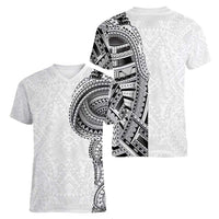 Traditional Polynesian Art Tattoos Women V-Neck T-Shirt White Color - Polynesian Pride
