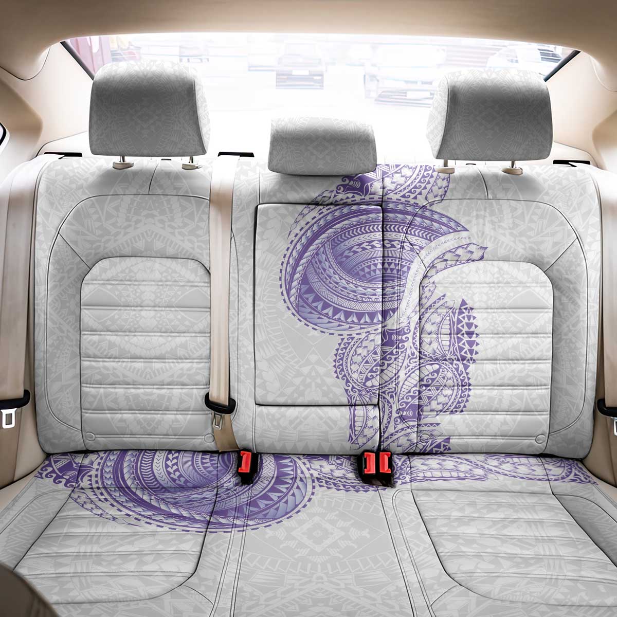 Traditional Polynesian Art Tattoos Back Car Seat Cover Purple Color - Polynesian Pride