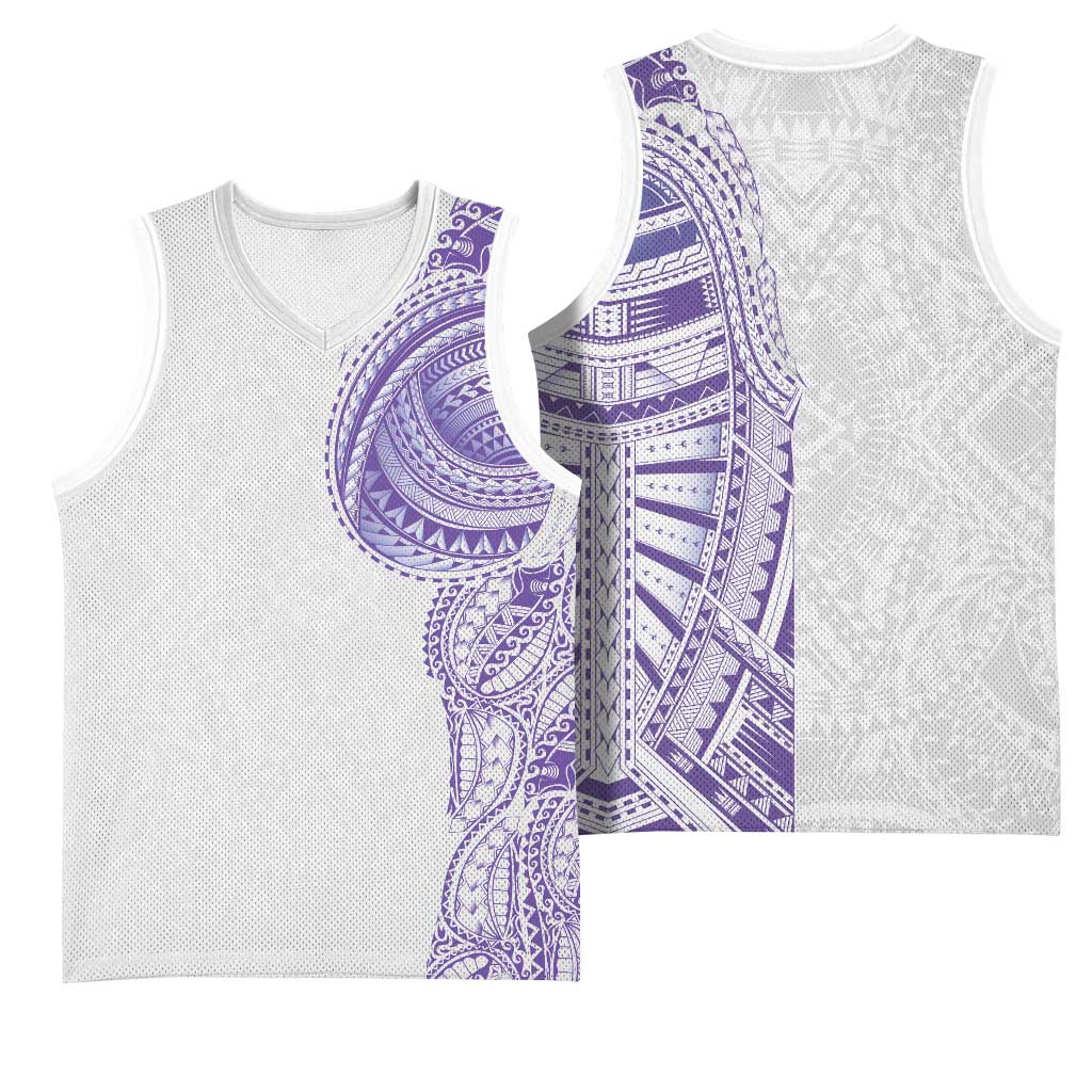 Traditional Polynesian Art Tattoos Basketball Jersey Purple Color - Polynesian Pride