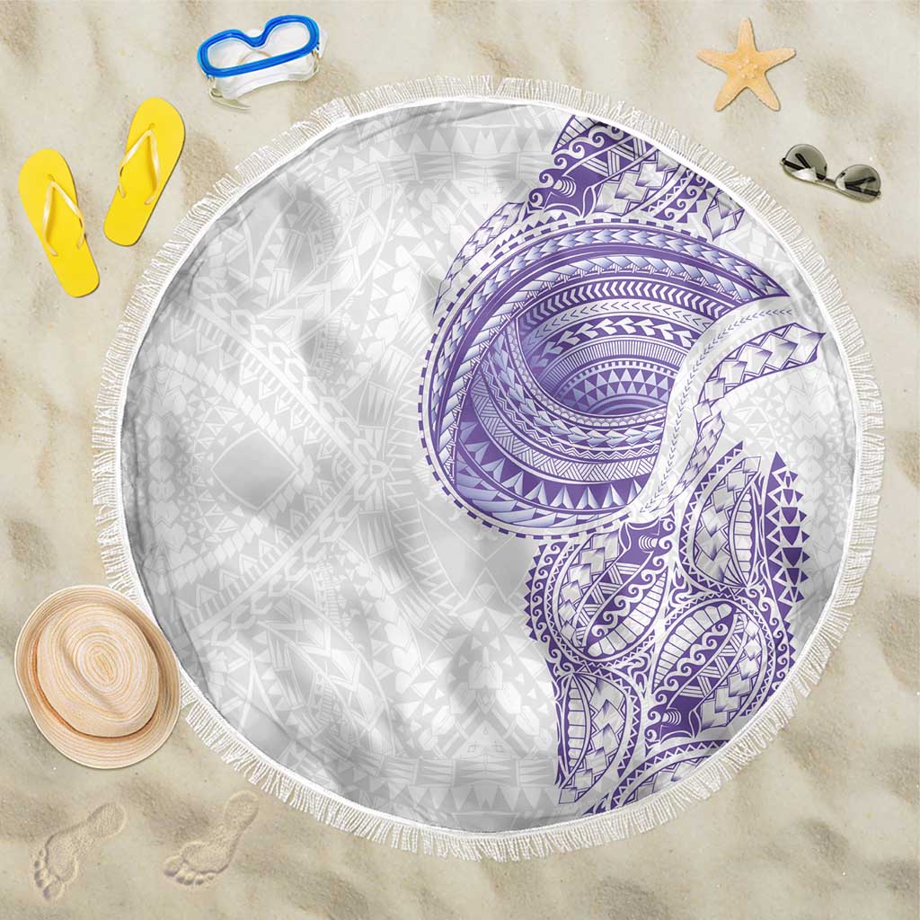 Traditional Polynesian Art Tattoos Beach Blanket Purple Color - Polynesian Pride