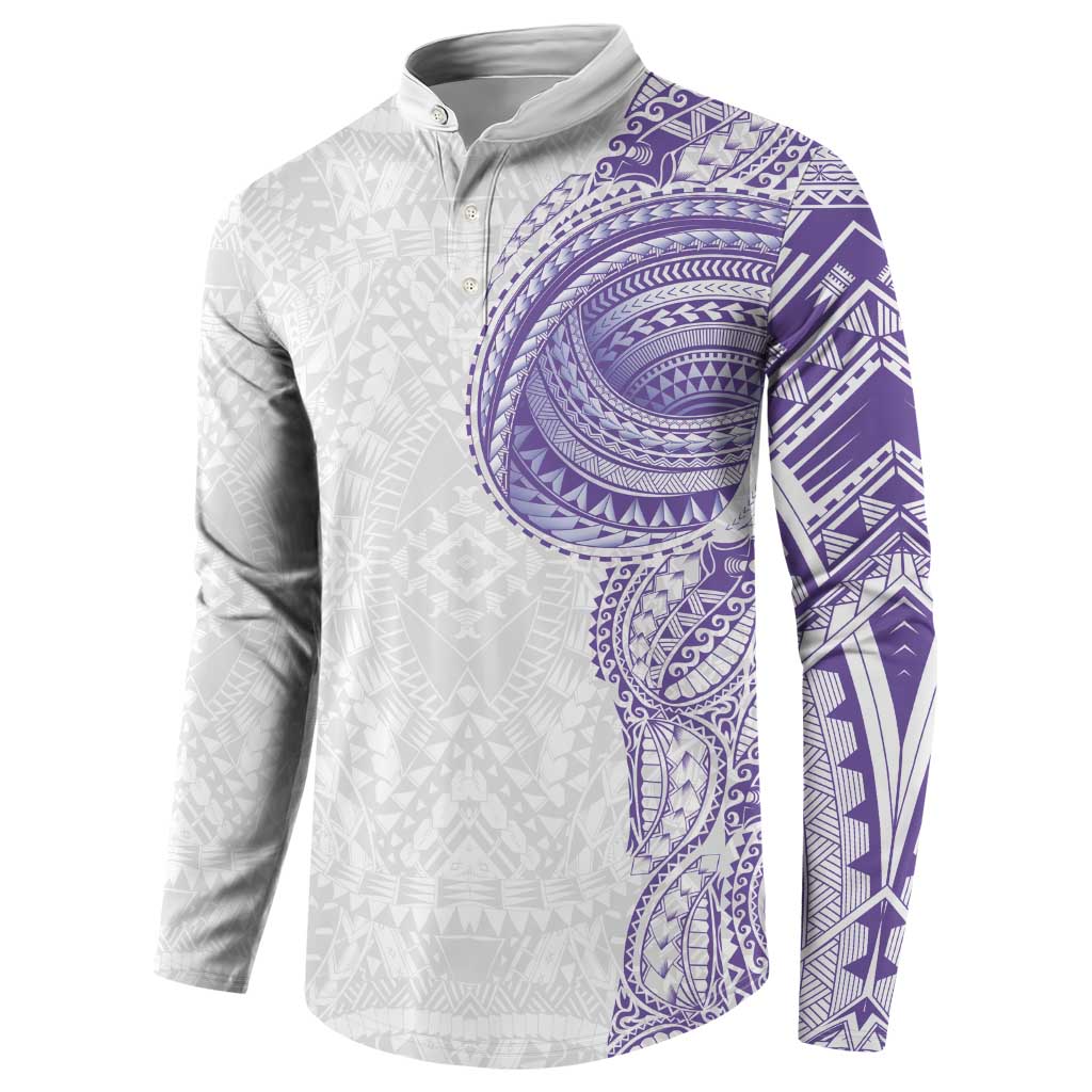 Traditional Polynesian Art Tattoos Button Sweatshirt Purple Color - Polynesian Pride