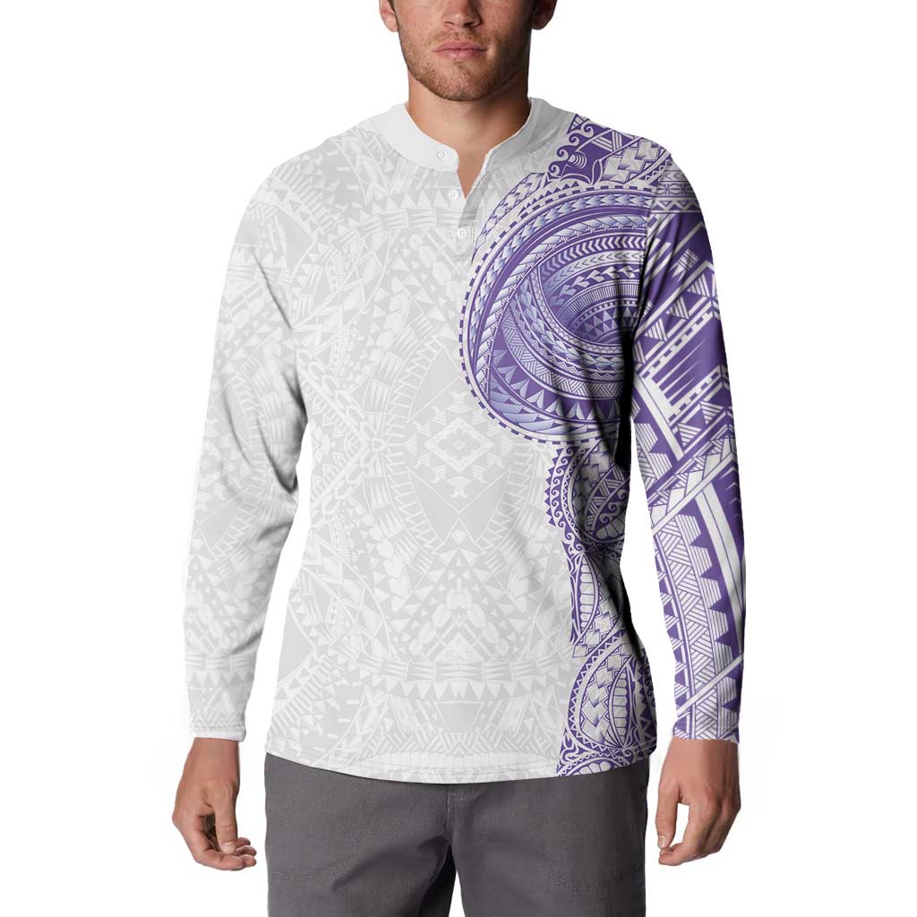 Traditional Polynesian Art Tattoos Button Sweatshirt Purple Color - Polynesian Pride