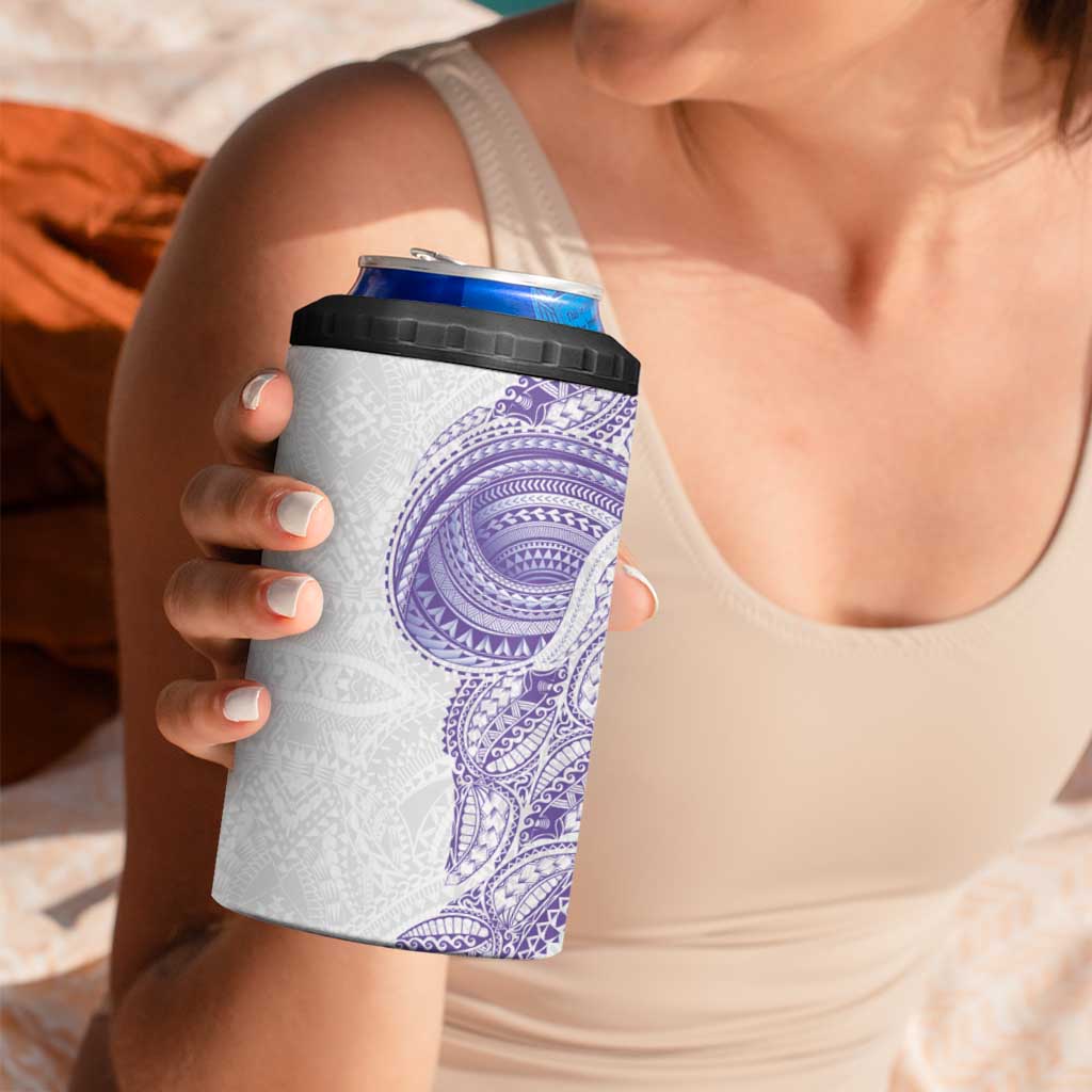 Traditional Polynesian Art Tattoos 4 in 1 Can Cooler Tumbler Purple Color - Polynesian Pride