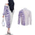 Traditional Polynesian Art Tattoos Couples Matching Off The Shoulder Long Sleeve Dress and Long Sleeve Button Shirt Purple Color - Polynesian Pride