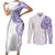 Traditional Polynesian Art Tattoos Couples Matching Short Sleeve Bodycon Dress and Long Sleeve Button Shirt Purple Color - Polynesian Pride