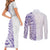 Traditional Polynesian Art Tattoos Couples Matching Short Sleeve Bodycon Dress and Long Sleeve Button Shirt Purple Color - Polynesian Pride