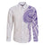 Traditional Polynesian Art Tattoos Family Matching Long Sleeve Bodycon Dress and Hawaiian Shirt Purple Color - Polynesian Pride