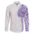 Traditional Polynesian Art Tattoos Family Matching Off The Shoulder Long Sleeve Dress and Hawaiian Shirt Purple Color - Polynesian Pride