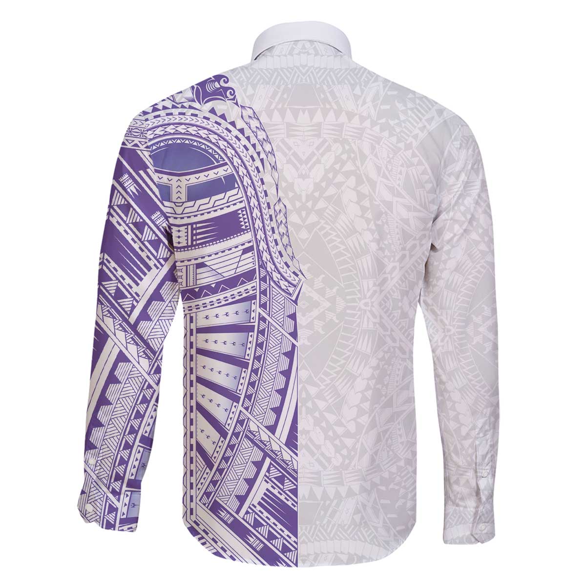 Traditional Polynesian Art Tattoos Family Matching Off The Shoulder Long Sleeve Dress and Hawaiian Shirt Purple Color - Polynesian Pride