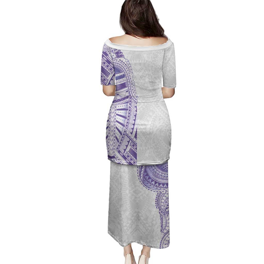 Traditional Polynesian Art Tattoos Family Matching Puletasi and Hawaiian Shirt Purple Color - Polynesian Pride