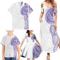 Traditional Polynesian Art Tattoos Family Matching Summer Maxi Dress and Hawaiian Shirt Purple Color - Polynesian Pride