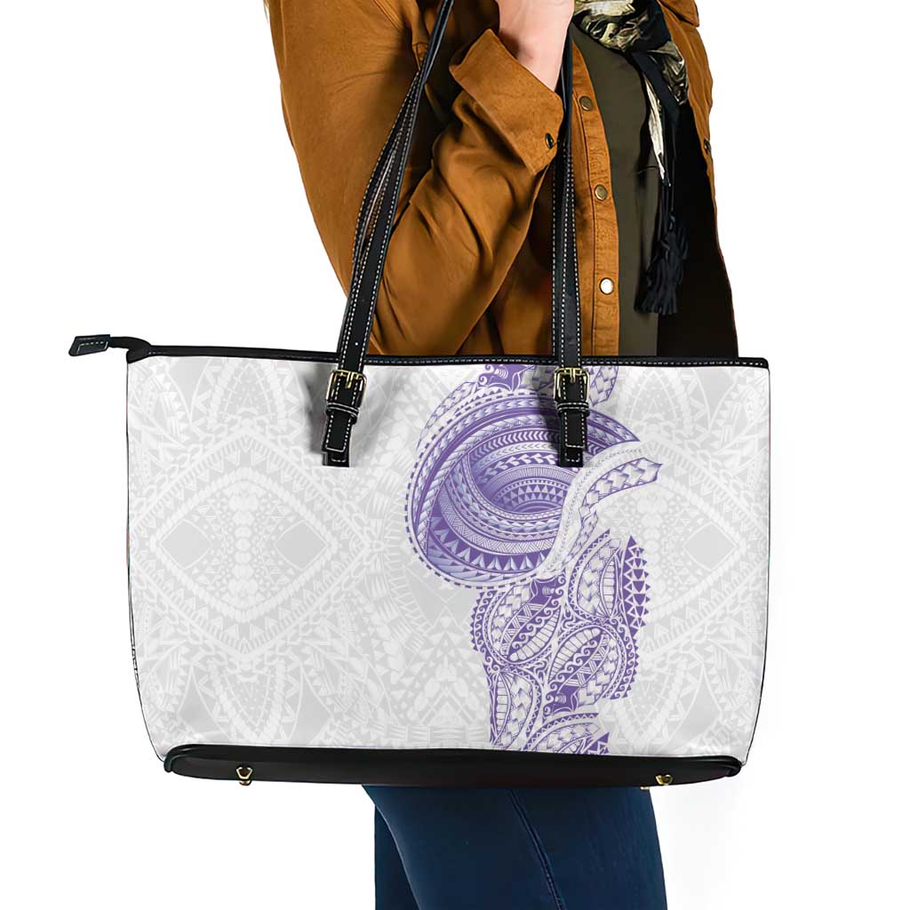 Traditional Polynesian Art Tattoos Leather Tote Bag Purple Color - Polynesian Pride