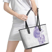 Traditional Polynesian Art Tattoos Leather Tote Bag Purple Color - Polynesian Pride
