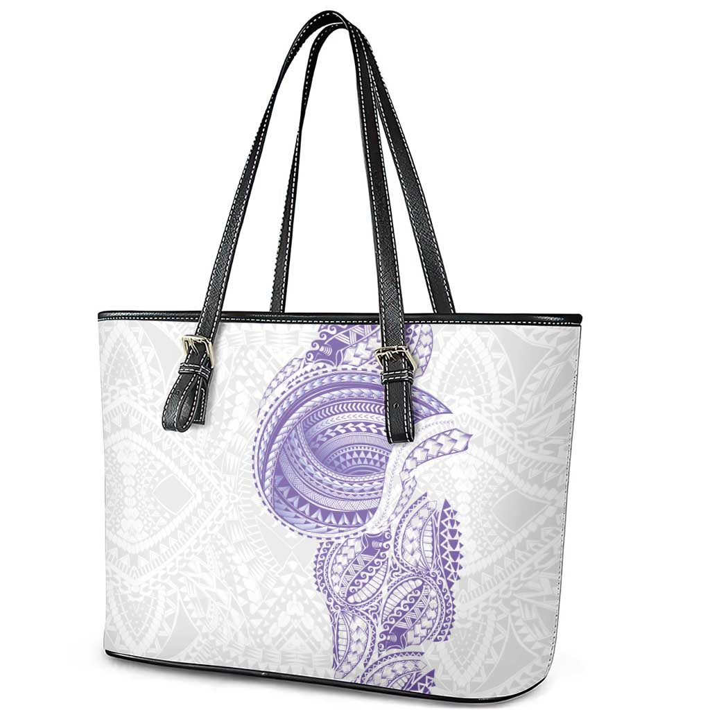 Traditional Polynesian Art Tattoos Leather Tote Bag Purple Color - Polynesian Pride