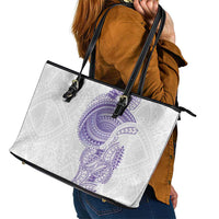 Traditional Polynesian Art Tattoos Leather Tote Bag Purple Color - Polynesian Pride