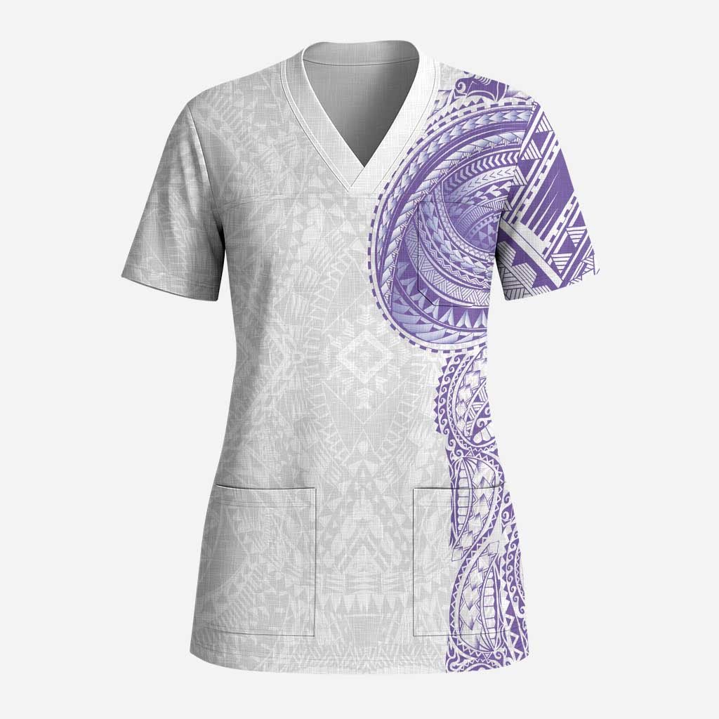Traditional Polynesian Art Tattoos Scrub Top Purple Color LT03 Adult Purple - Polynesian Pride