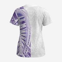 Traditional Polynesian Art Tattoos Scrub Top Purple Color - Polynesian Pride