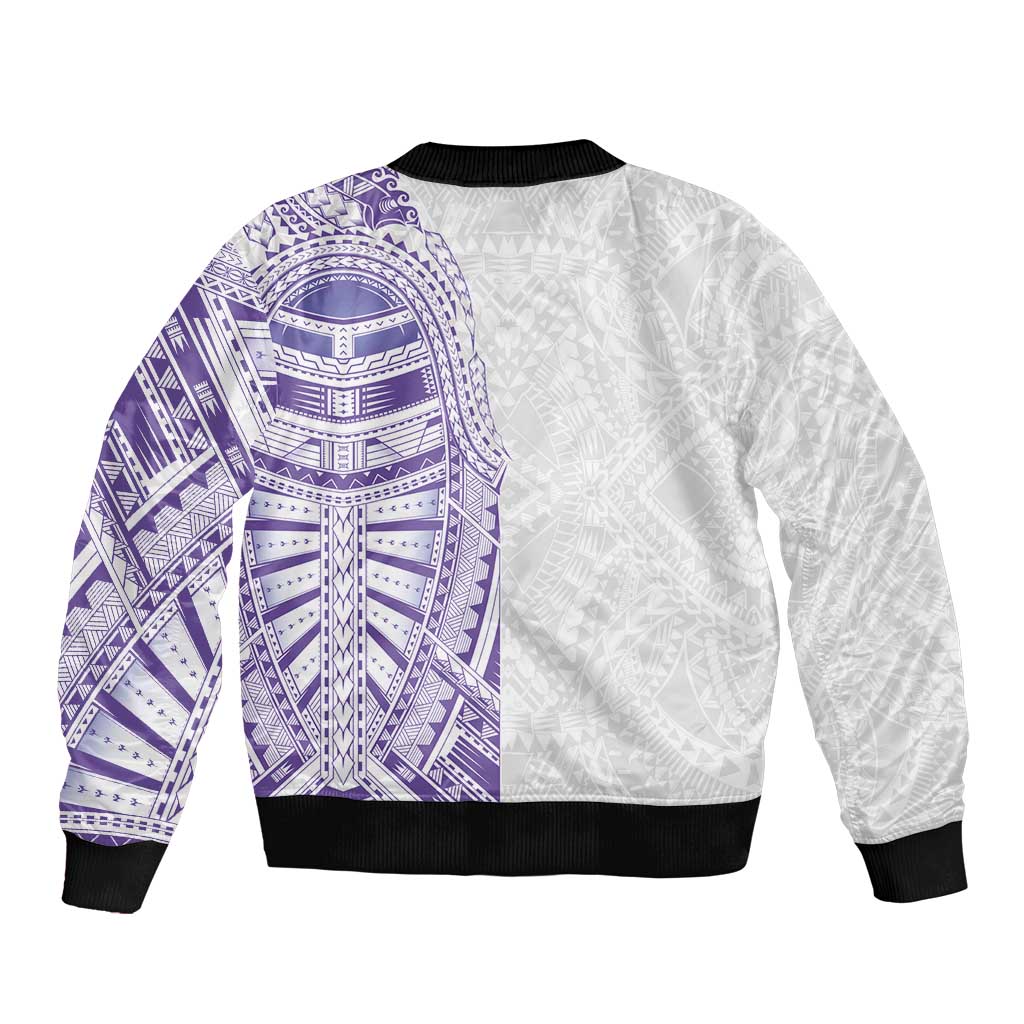 Traditional Polynesian Art Tattoos Sleeve Zip Bomber Jacket Purple Color - Polynesian Pride