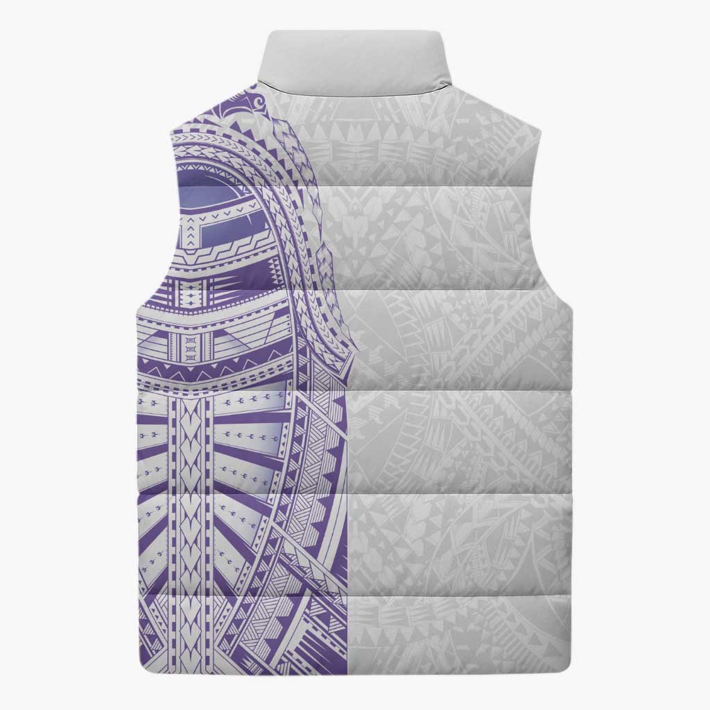 Traditional Polynesian Art Tattoos Sleeveless Puffer Jacket Purple Color - Polynesian Pride