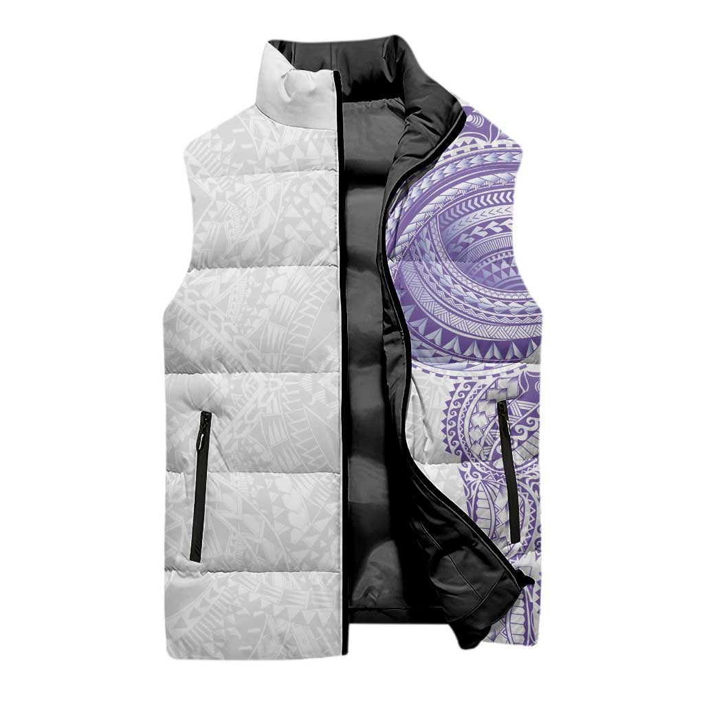 Traditional Polynesian Art Tattoos Sleeveless Puffer Jacket Purple Color - Polynesian Pride