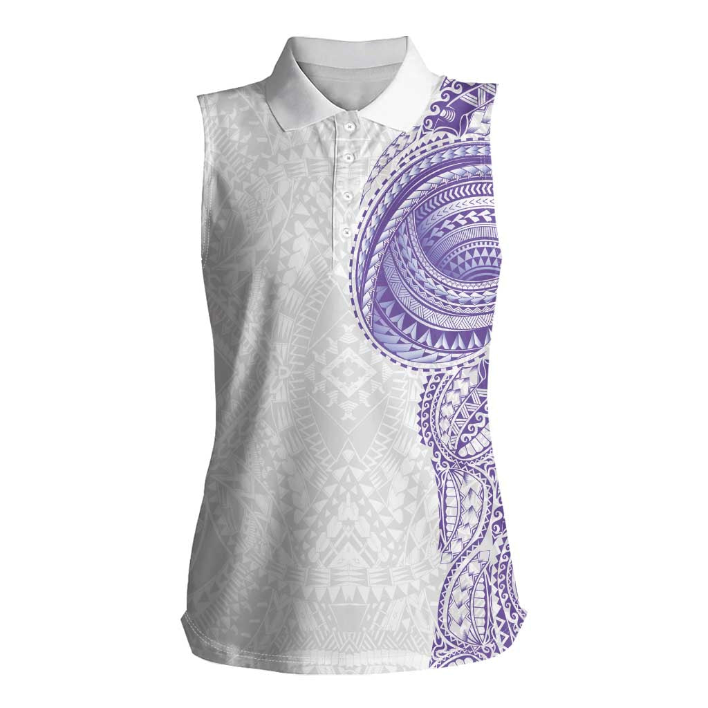 Traditional Polynesian Art Tattoos Women Sleeveless Polo Shirt Purple Color - Polynesian Pride