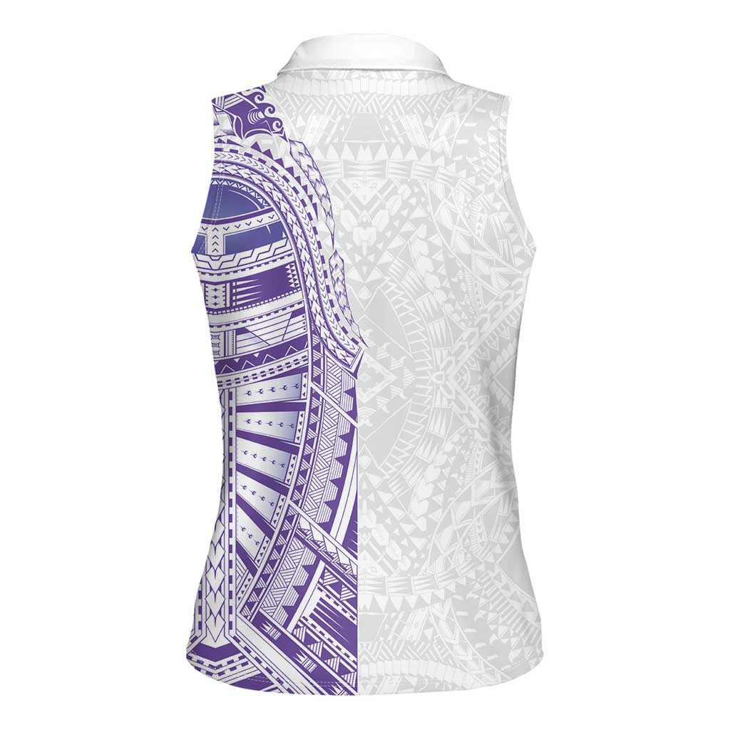 Traditional Polynesian Art Tattoos Women Sleeveless Polo Shirt Purple Color - Polynesian Pride