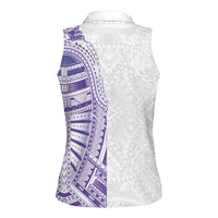 Traditional Polynesian Art Tattoos Women Sleeveless Polo Shirt Purple Color - Polynesian Pride