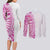 Traditional Polynesian Art Tattoos Couples Matching Long Sleeve Bodycon Dress and Long Sleeve Button Shirt Pink Color - Polynesian Pride