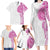 Traditional Polynesian Art Tattoos Family Matching Long Sleeve Bodycon Dress and Hawaiian Shirt Pink Color - Polynesian Pride