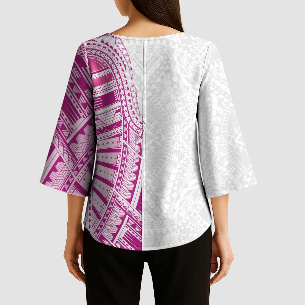 Traditional Polynesian Art Tattoos Kimono Sleeve Blouse Pink Color - Polynesian Pride