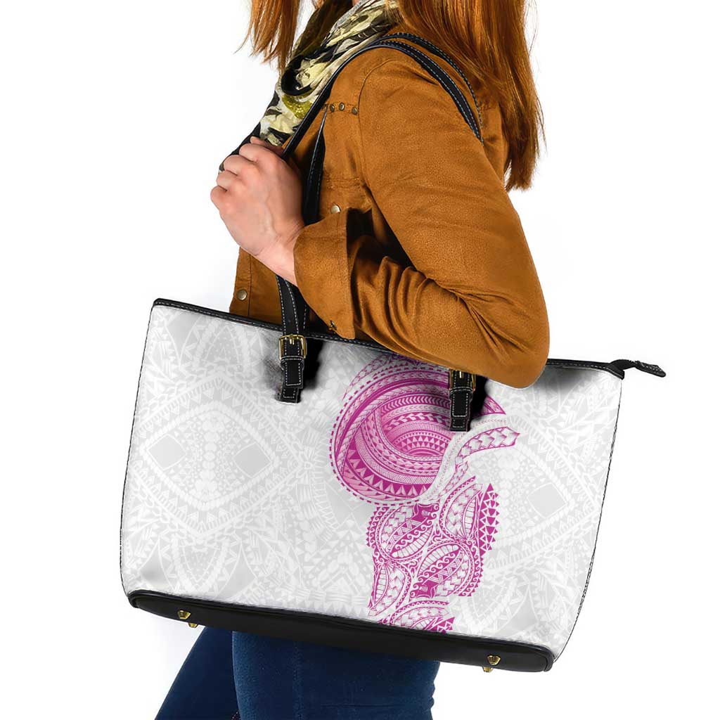Traditional Polynesian Art Tattoos Leather Tote Bag Pink Color - Polynesian Pride