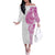 Traditional Polynesian Art Tattoos Off The Shoulder Long Sleeve Dress Pink Color - Polynesian Pride