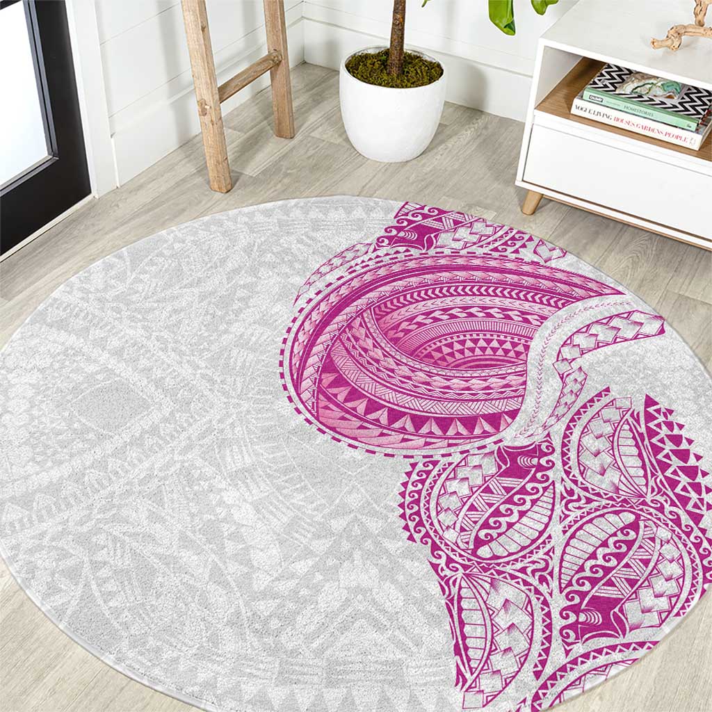 Traditional Polynesian Art Tattoos Round Carpet Pink Color - Polynesian Pride