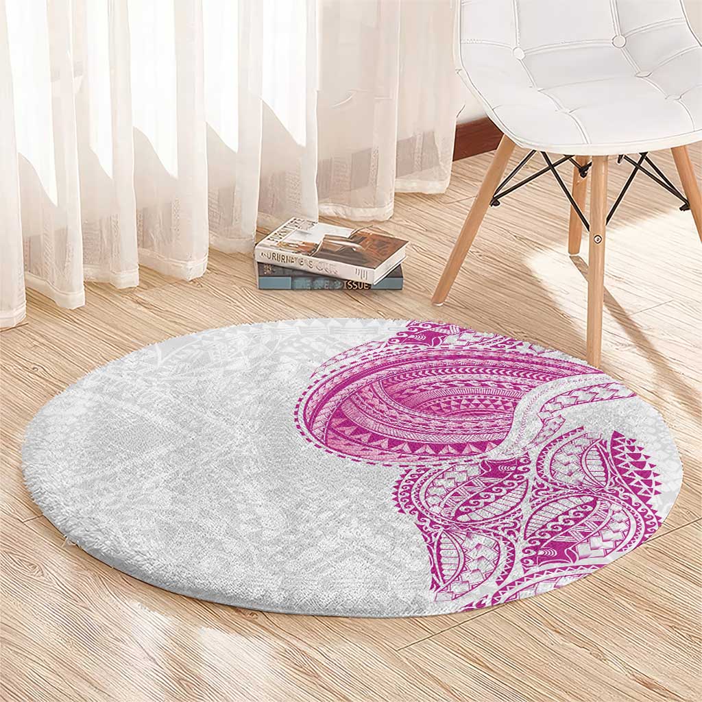 Traditional Polynesian Art Tattoos Round Carpet Pink Color - Polynesian Pride
