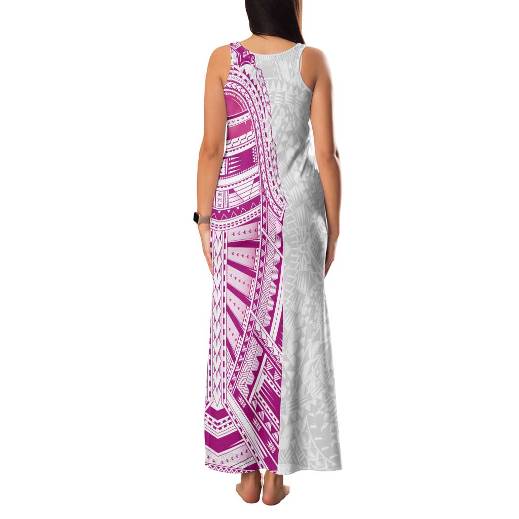Traditional Polynesian Art Tattoos Tank Maxi Dress Pink Color - Polynesian Pride