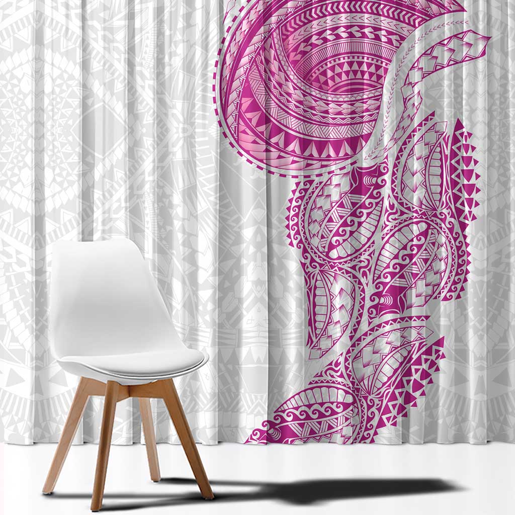 Traditional Polynesian Art Tattoos Window Curtain Pink Color - Polynesian Pride