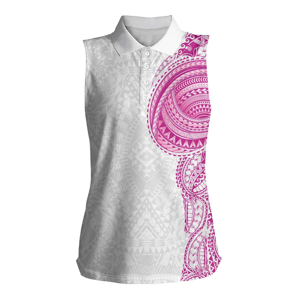 Traditional Polynesian Art Tattoos Women Sleeveless Polo Shirt Pink Color - Polynesian Pride