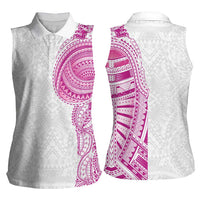 Traditional Polynesian Art Tattoos Women Sleeveless Polo Shirt Pink Color - Polynesian Pride