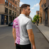 Traditional Polynesian Art Tattoos Zipper Polo Shirt Pink Color - Polynesian Pride