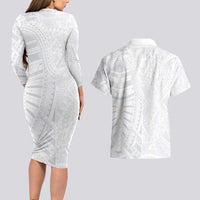 Lotu Tamaiti Couples Matching Long Sleeve Bodycon Dress and Hawaiian Shirt Traditional Samoan Art Tattoos - Polynesian Pride