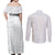 Lotu Tamaiti Couples Matching Off Shoulder Maxi Dress and Long Sleeve Button Shirt Traditional Samoan Art Tattoos - Polynesian Pride