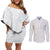 Lotu Tamaiti Couples Matching Off Shoulder Short Dress and Long Sleeve Button Shirt Traditional Samoan Art Tattoos - Polynesian Pride
