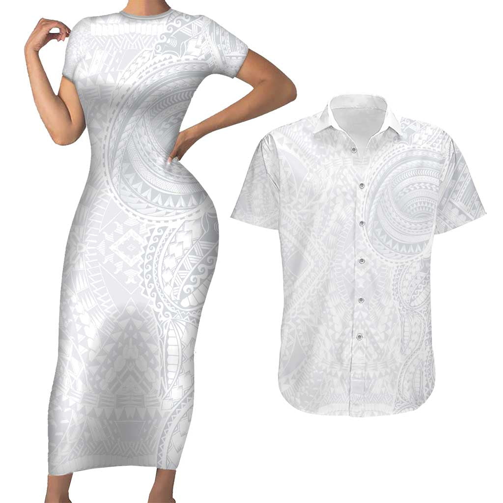 Lotu Tamaiti Couples Matching Short Sleeve Bodycon Dress and Hawaiian Shirt Traditional Samoan Art Tattoos - Polynesian Pride