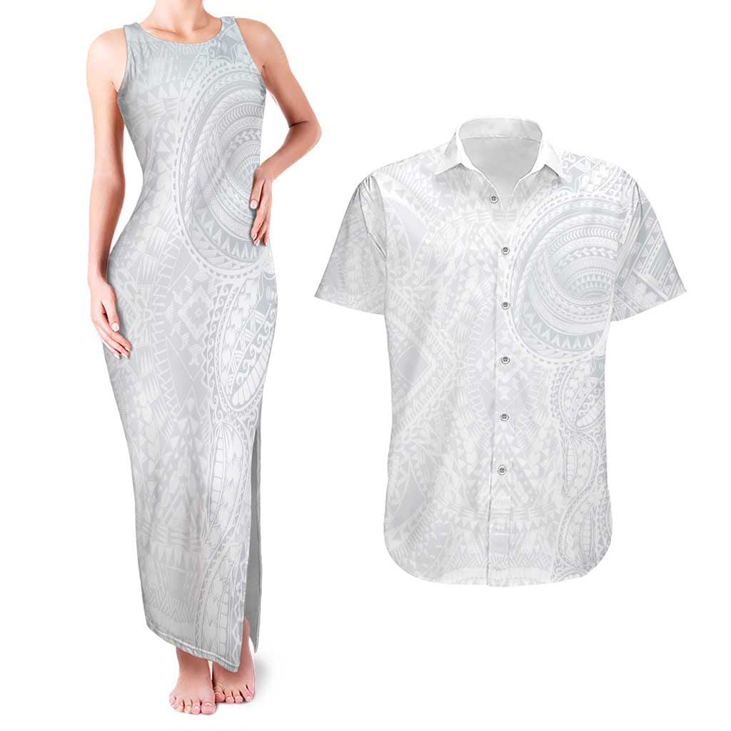 Lotu Tamaiti Couples Matching Tank Maxi Dress and Hawaiian Shirt Traditional Samoan Art Tattoos - Polynesian Pride