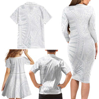 Lotu Tamaiti Family Matching Long Sleeve Bodycon Dress and Hawaiian Shirt Traditional Samoan Art Tattoos - Polynesian Pride